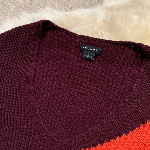 Trouve Fall Color block Chunky Knit Sweater M - Picture 4 of 8